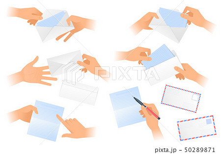 Hand Hold And Give The Envelope With Paper Letterのイラスト素材