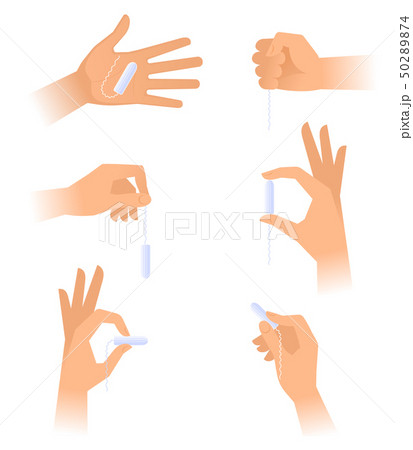 A young woman holds a clean cotton tampon. 50289874