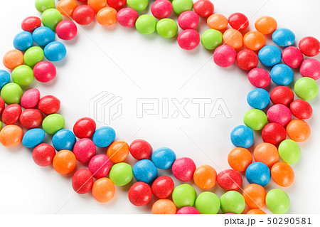 Frame of multi-colored candies close up. Rainbow Frame of multi-colored candies close up. Rainbow 50290581