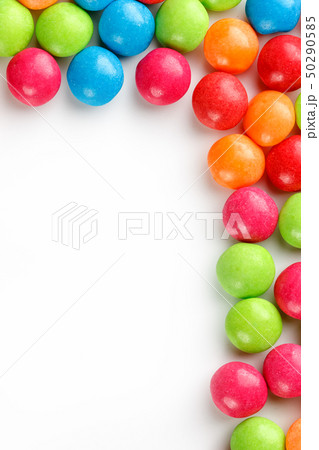 A rainbow of color from multicolored candies A rainbow of color from multicolored candies 50290585
