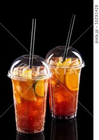 Cold refreshing cocktails in take away glass Cold refreshing cocktails in take away glass 50291426