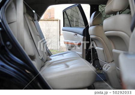 Leather interior design, car passenger and driver seats, clean, angle view side 50292033