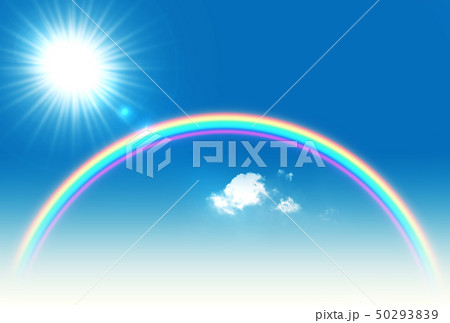 晴天の空に虹のイラスト素材 晴天の空に虹のイラスト素材