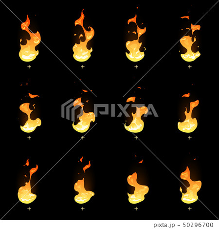 Fire sprite sheet. Cartoon vector flame game animation 50296700