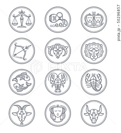 Zodiac vector astrology vector line icons. Aries and taurus, gemini and cancer, leo and virgo, libra Zodiac vector astrology vector line icons. Aries and taurus, gemini and cancer, leo and virgo, libra 50296857