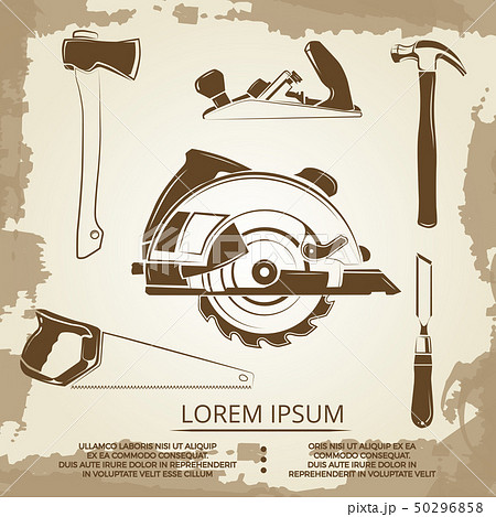 Vintage design of carpentry equipment collection - carpentry tools poster Vintage design of carpentry equipment collection - carpentry tools poster 50296858