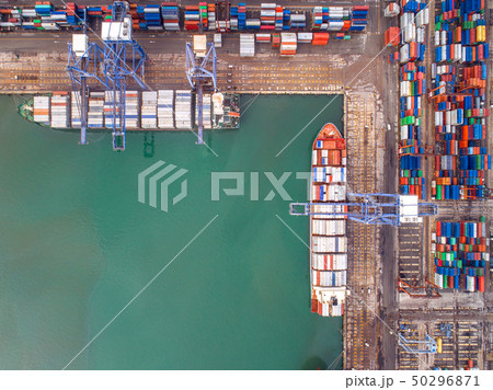 Top view of Container port and container ship Top view of Container port and container ship 50296871