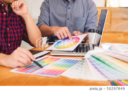 team Web designer working drawing something on 50297649