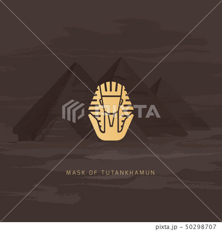 Burial Mask Illustration Egyptian golden pharaohs mask icon flat isolated 50298707