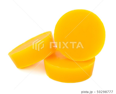 Natural beeswax isolated on white. Beekeeping 50298777