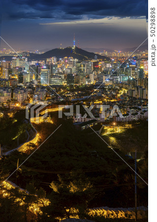 Seoul City Skyline and N Seoul Tower from Iwangsan 50298898