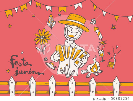 Cartoon for Festa Junina village festival in Latin 50305254