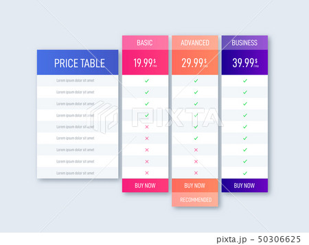 Price table business template. Vector Price table business template. Vector 50306625