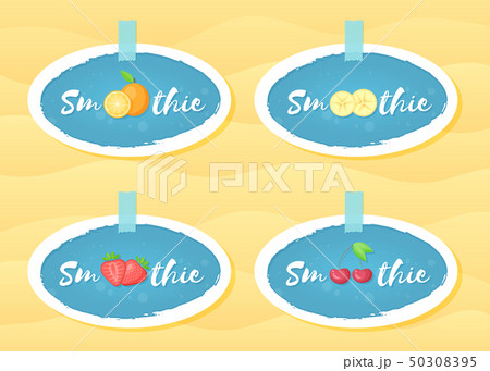 Blue label set smoothie fruit shake vector design 50308395