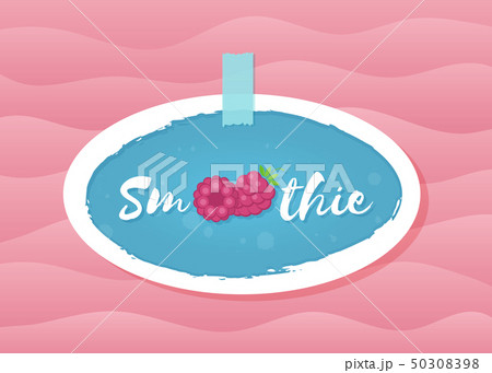 Red raspberry smoothie cocktail drink label design 50308398
