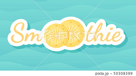 Yellow smoothie pineapple cocktail label banner 50308399