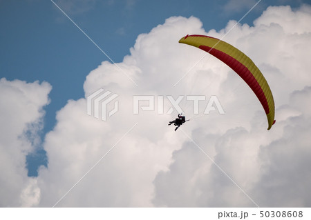 Tandem paragliders flying in the sky Tandem paragliders flying in the sky 50308608