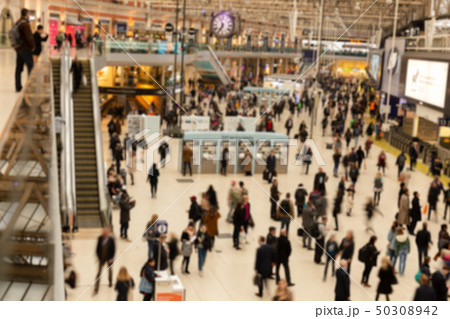 Blurred concept crowded with passengers at train stationin rush hour. Blurred concept crowded with passengers at train stationin rush hour. 50308942