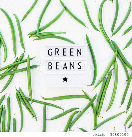 Top view of fresh green beans background Top view of fresh green beans background 50309196