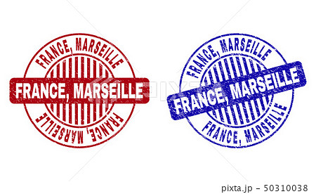 Grunge FRANCE, MARSEILLE Scratched Round Stamp Seals 50310038