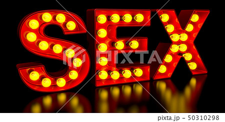 SEX signboard from golden light bulb letters 50310298