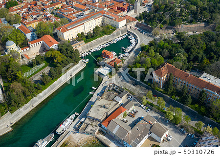 Aerial view of city of Zadar. Summer time in Aerial view of city of Zadar. Summer time in 50310726