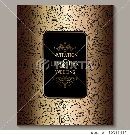 Luxury gold vintage wedding invitation, floral Luxury gold vintage wedding invitation, floral 50311412