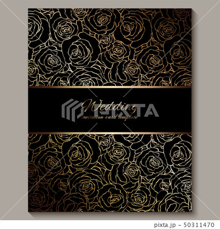 Luxury gold vintage wedding invitation, floral 50311470