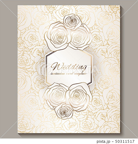 Luxury gold vintage wedding invitation, floral 50311517