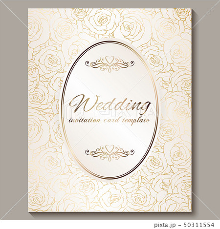 Luxury gold vintage wedding invitation, floral Luxury gold vintage wedding invitation, floral 50311554