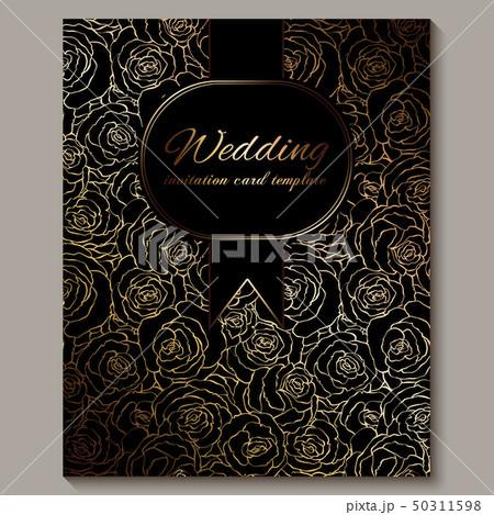 Luxury gold vintage wedding invitation, floral 50311598