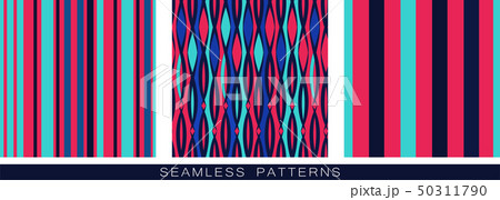 Set of vector seamless patterns. Endless textures in blue and pink colors. Bright abstract Set of vector seamless patterns. Endless textures in blue and pink colors. Bright abstract 50311790