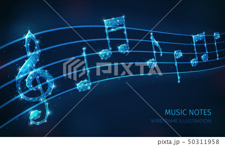 Music Notes Wireframe Composition 50311958