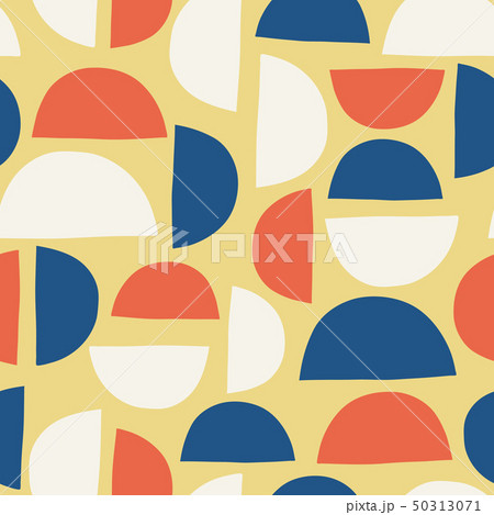 Abstract Art Deco Semicircles seamless vector background orange blue beige white 50313071