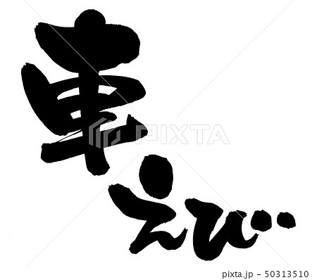 筆文字　車えび　クルマエビ　墨　イラスト 50313510