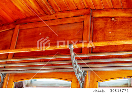 Vintage Tram Car Rack With Wooden Ceiling 50313772