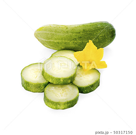 Fresh slice cucumber on white background Fresh slice cucumber on white background 50317150