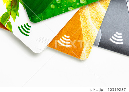 Credit cards with contactless payment. Pile of Credit cards with contactless payment. Pile of 50319287