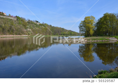 ラベ川とヴルタヴァ川の合流 - ムニェルニーク、チェコ 50320587
