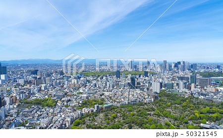 東京風景　2019　春　新緑　青空　六本木から望む新宿　原宿　方面 50321545