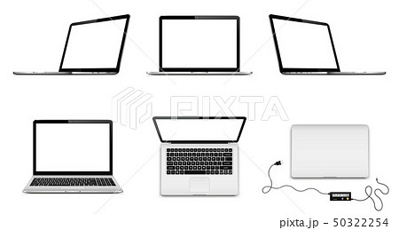 Set Of Vector Laptops With Blank Screenのイラスト素材