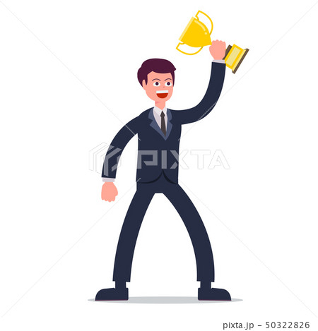 Businessman holding trophy with isolated white Businessman holding trophy with isolated white 50322826