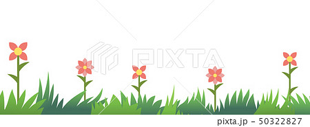 Green grass with flat colorful flower Green grass with flat colorful flower 50322827