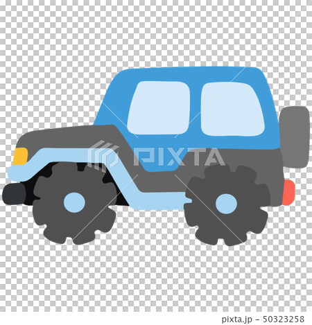 シンプルで可愛い青い四駆のイラスト 主線なし シンプルで可愛い青い四駆のイラスト 主線なし 50323258