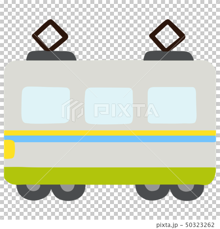 シンプルで可愛い電車の車両のイラスト 主線なしのイラスト素材