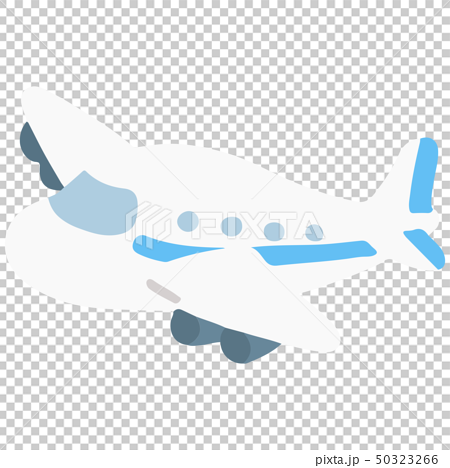 シンプルで可愛い青いラインの入った飛行機のイラスト 主線なしのイラスト素材