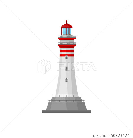 Lighthouse with stripes on the pedestal. Vector illustration. Lighthouse with stripes on the pedestal. Vector illustration. 50323524