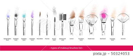 Hand drawn vector set of makeup brushes kit 50324053