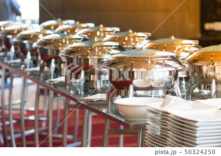 Silver container for food in the buffet Silver container for food in the buffet 50324250