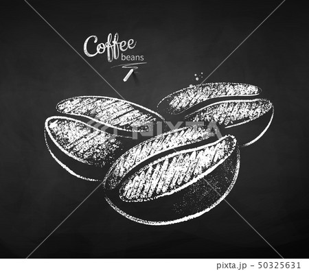Black and white chalk sketch of coffee beans 50325631